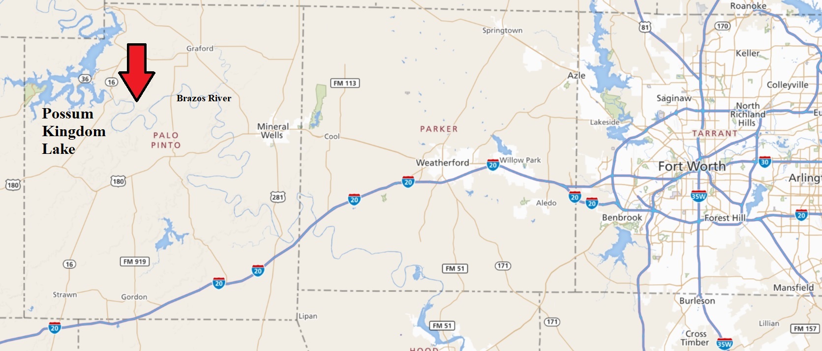 General Map - 813.4 acres on the Brazos River, Palo Pinto Co., Texas ...