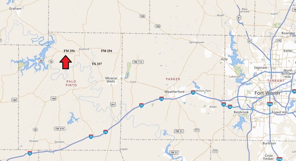 General Map 200.31 Acres between PK Lake & Graford, Texas Coalson New
