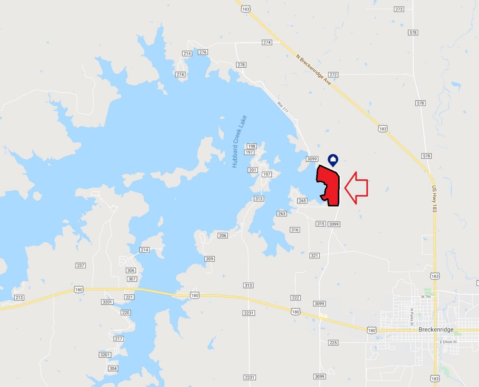 Local Map 39.75 Acres on Hubbard Creek Lake 3479 FM 3099
