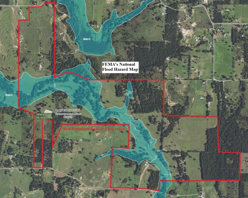 FEMA Flood Map 483 Acres, East of Poolville, Texas SOLD North