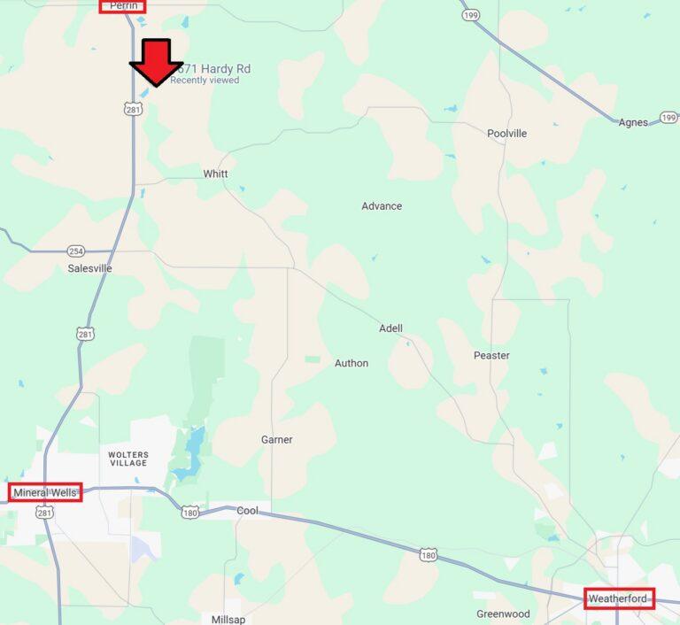 Local Map - SOLD - 138 Acre Cattle Property, Perrin, Parker County, Texas