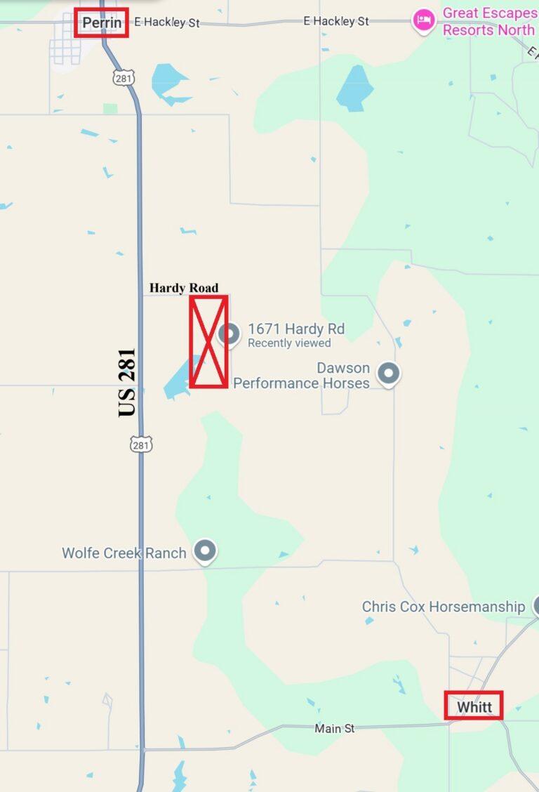 Micro Map - SOLD - 138 Acre Cattle Property, Perrin, Parker County, Texas