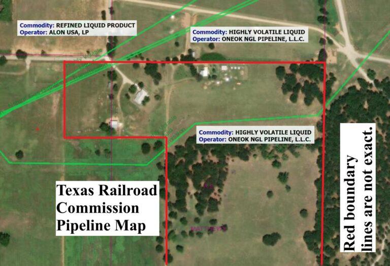 Pipeline Map - 174.2 Acre Brazos River Farm West of Brock, Western Parker County, Texas