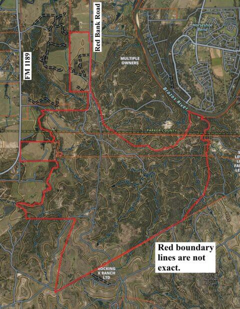 Aerial map 2359 acre Brazos River ranch